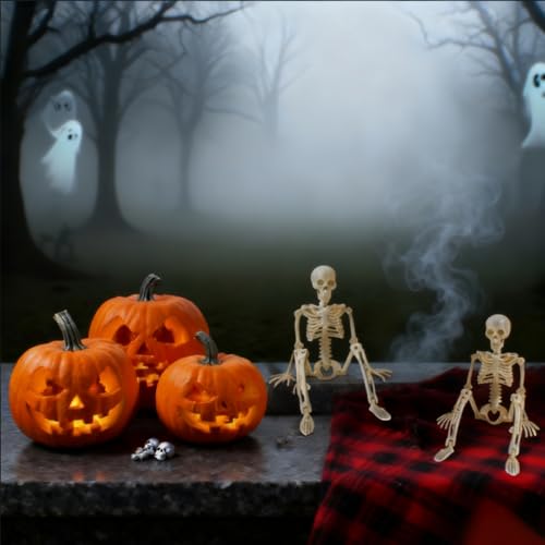 Mini Skeleton Figurines Set of 20 Halloween Plastic Toys - Adjustable & Detachable