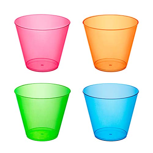50 Pack Neon Plastic Cups - 9 oz Assorted Party Tumblers for Events & Celebrations