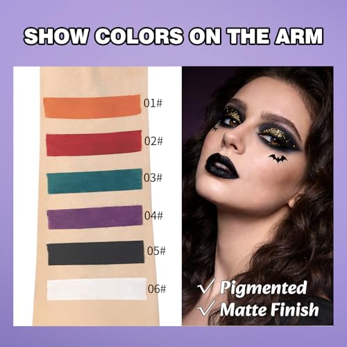 Halloween Lip Set - 6 Bold Matte Liquid Lipsticks Waterproof Lasting