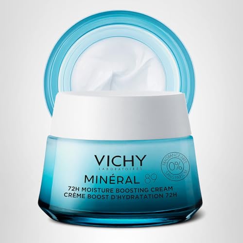 VICHY Mineral 89 Fragrance Free Cream, 72H Moisture Boosting Lightweight Cream, Hydrating Face Moisturizer with Hyaluronic Acid and Niacinamide, Suitable for All Skin Types