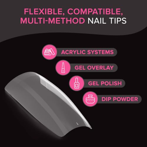 Clear Nail Tips for Gel & Acrylic Nails - 500 Pieces, 10 Sizes