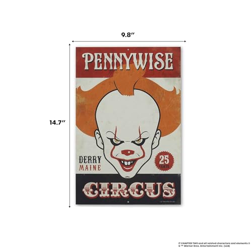 Orange Pennywise Circus Metal Sign - It Movie Horror Wall Decor