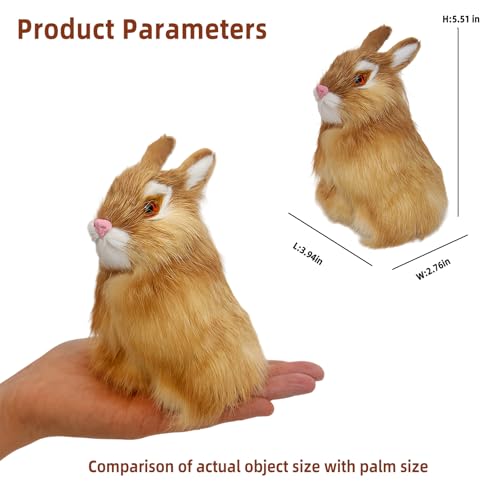 Realistic Furry Easter Bunny Decorations Set of 2 - Lifelike Home & Party Decor
