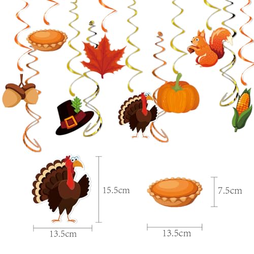 Fall Pumpkin Banner Party Supplies Set for Thanksgiving & Autumn Decor - Friends Giving Flags & Hanging Swirl Garlands