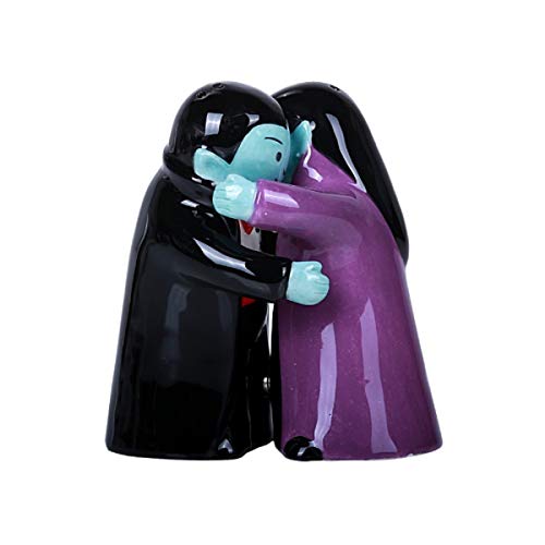 Hugging Vampires Ceramic Salt and Pepper Shakers Set - Magnetic Decorative Kitchen Tableware