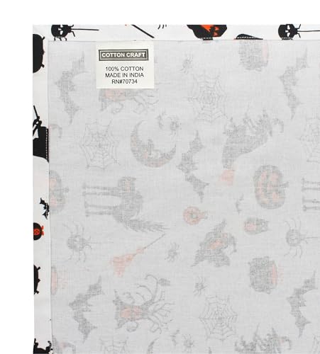 Halloween Tablecloth - Hocus Pocus Design, 60x120 Inch, Black White Orange Variation