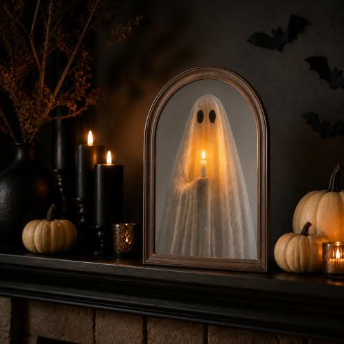 Light Up Ghost Mirror Halloween Decor Wall Mirror 11x13.8 in Indoor