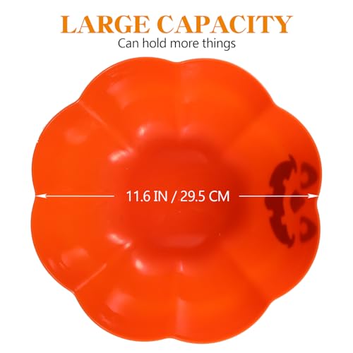 Large Pumpkin Bowl for Halloween Candy and Decoration - Shatter-Resistant Plastic