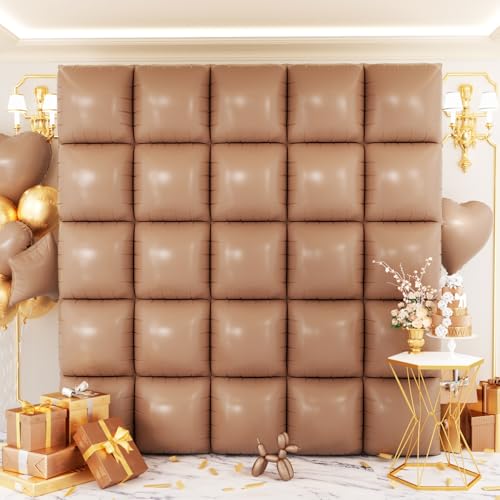 Brown Square Foil Balloon Kit for Party Decorations - 25 Pieces