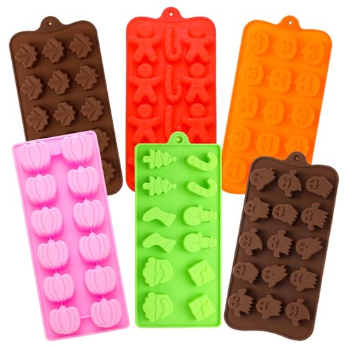 Seasonal Silicone Chocolate Molds Set - Fall Halloween Christmas Shapes