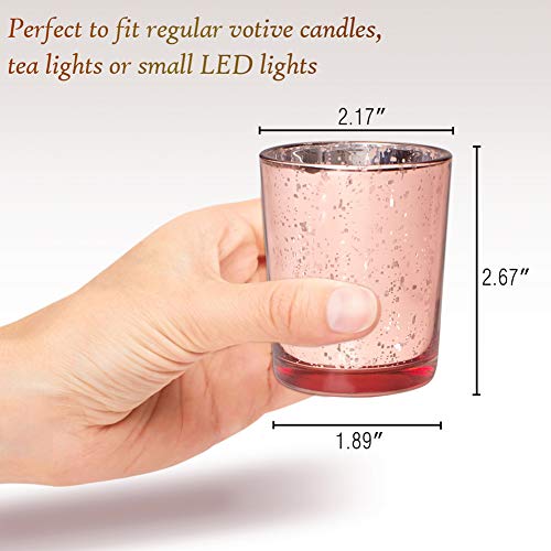 Rose Gold Votive Candle Holders Set of 12 Mercury Glass Decor