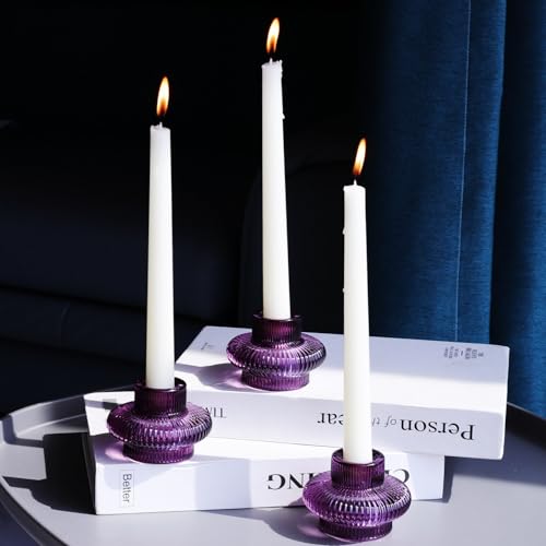 Purple Taper Candle Holders Set of 6 - Halloween Thanksgiving Party Decor Variation of Purple / 6
