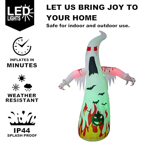 12 Ft Halloween Inflatable Ghost with LED Lights Outdoor Yard Decoration
