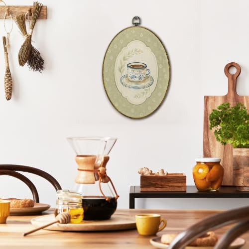 French Coffee Farmhouse Botanical Canvas Wall Art - 11x8.5 Inches