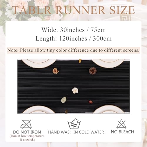 Black 10FT Chiffon Table Runner 30x120 Inches for Wedding & Party Decor - 1 Piece