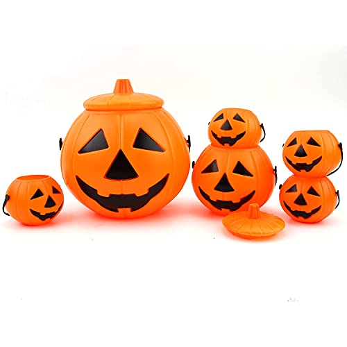 Halloween Pumpkin Buckets Set - Plastic Candy Holders for Party Favors & Decorations - Variation: Pumpkin