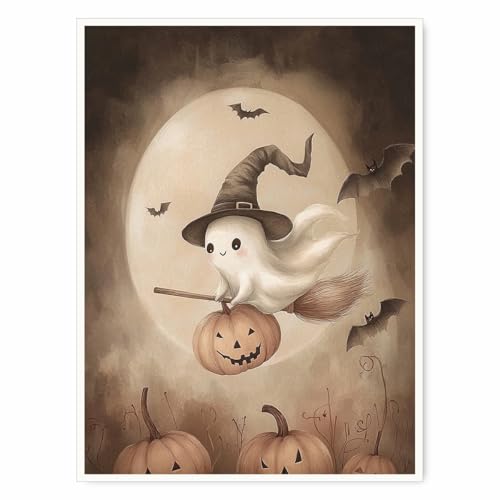 Pastel Witchcore Halloween Wall Art - Unframed 12x16in Nursery Decor