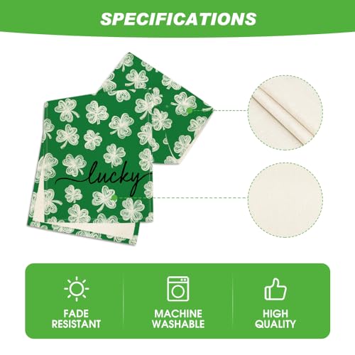 Lucky Clover Table Runner 13x48 Inch - Green Seasonal Kitchen Decor