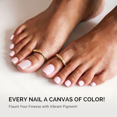 Semi Cured Gel Toe Nail Strips Nude Pink - 32Pcs for UV/LED Pedicure