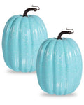 Vensovo 2 Pack 8-Inch Light Blue Faux Pumpkins for Fall & Holiday Decor - DIY Friendly