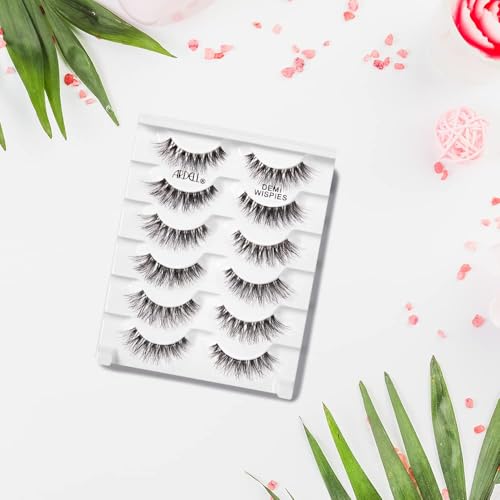 Multipack Fake Mink Eyelashes - Natural Look Demi Wispies 6 Pairs - Flared & Reusable