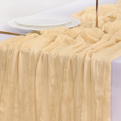 Sand Cheesecloth Table Runner 10ft for Wedding Party Birthday Home Decor - 10 Pieces