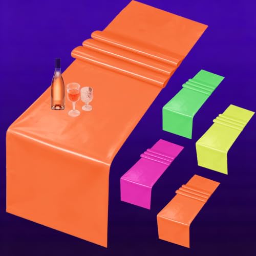 Glow-in-the-Dark Multicolor Plastic Table Runner - 8 Pack for Parties