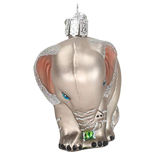 Baby Elephant Glass Blown Christmas Ornament - Handcrafted Holiday Decor