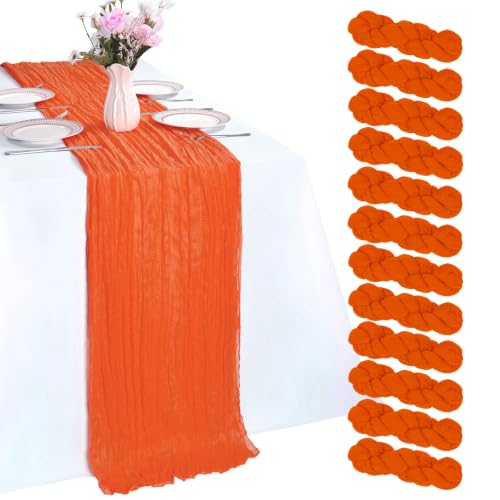 Orange Cheesecloth Table Runner 10Ft 23x120 Inch - 12 Pack, Elegant Home Decor