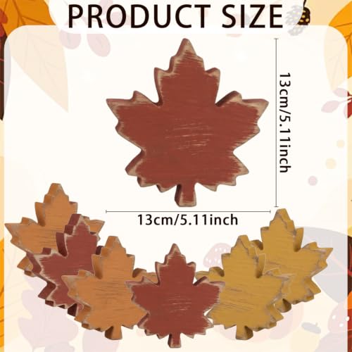 Fall Wooden Leaf Decorations Set - 6pcs Rustic Autumn Home Decor