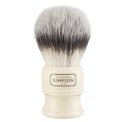 Alexander Simpson Trafalgar T2 Synthetic Shaving Brush - Ivory Faux Handle, Dense Soft Bristles