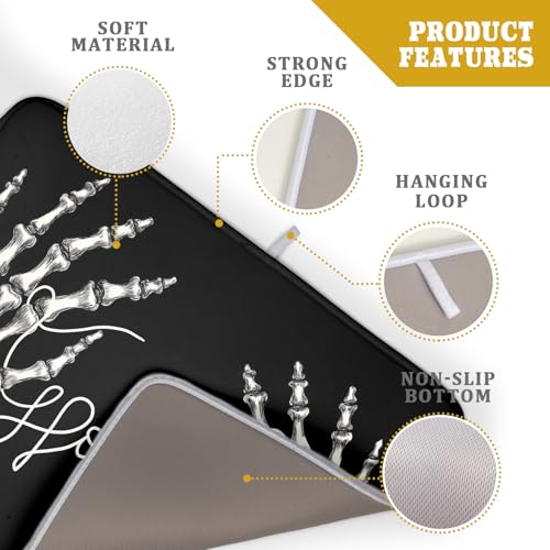 Halloween Skeleton Dish Drying Mat 24x18 Inch Microfiber Absorbent Kitchen Counter Decor