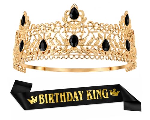 Birthday King Crown and Sash Set for Men - Royal Celebration Accessories