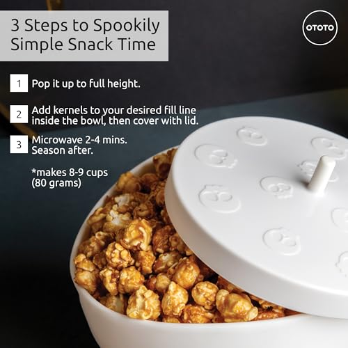White Gothic Microwave Popcorn Popper - Collapsible Silicone Bowl, Halloween Gift