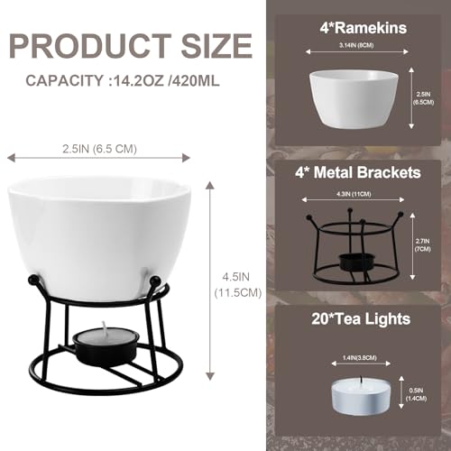 12.8oz Ceramic Butter Warmer for Seafood with Stand & Tealight Candles - Melter Set