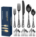 Halloween Skeleton Skull Silverware Set for 4 - Black Flatware Cutlery