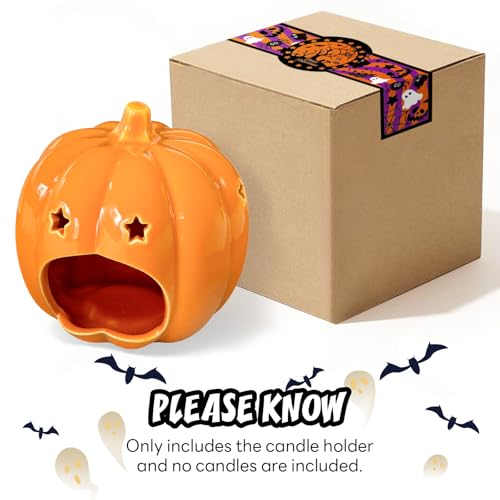 Halloween Ceramic Pumpkin Candle Holder Decorations - Style 3