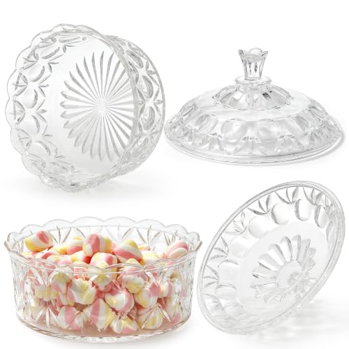 Acrylic Candy Jar with Lid - Clear Plastic Decorative Sugar Bowl, 2-Pack, 6.3 Inch Diameter