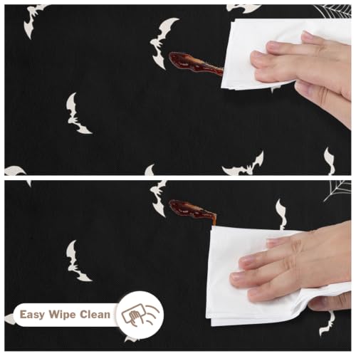 Halloween Tablecloth 60x84 Inch Rectangular Bat Spider Cobweb Ghost Reusable Washable Black Decor Variation of THIS listing