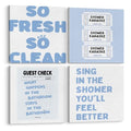 Bathroom Wall Art Decor Set of 4 - So Fresh and So Clean - Black & White Variation