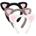Cat Ears Headband Set - Kitty Costume Accessory for Women Halloween Black White Grey