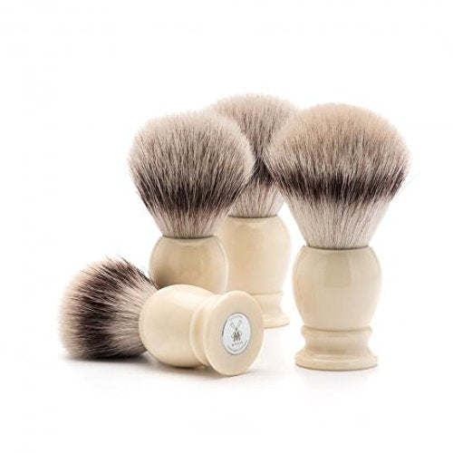 MÜHLE Classic Faux Ivory Small Silvertip Fiber Shaving Brush - Synthetic Luxury Shave Brush for Men, Rich Lather