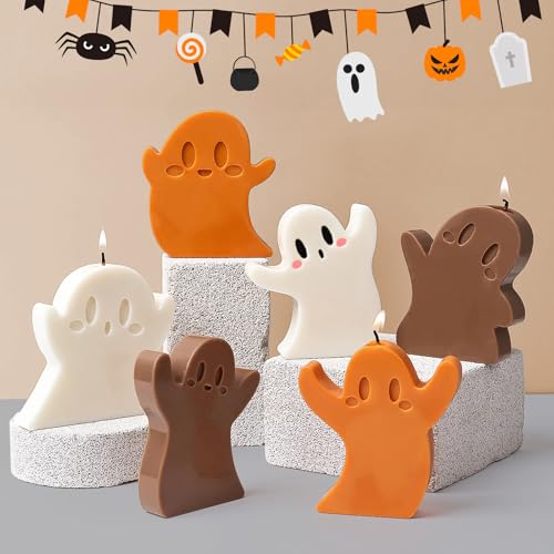 6 PCS Ghost Candle Molds Halloween Silicone Mold Set - Ghost Shapes for Candle Making & Crafts