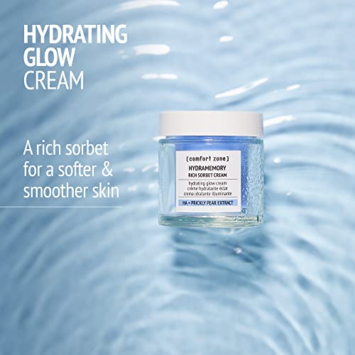 [ comfort zone ] Hydramemory Rich Sorbet Cream, Intense Hydration Face Moisturizer, Brightens, Smooths, Climate Adaptive, Vegan, Prickly Pear, Hyaluronic Acid, Dehydrated Skin, Daily Use, 1.69 Fl Oz