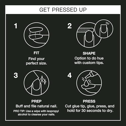 OPI On Point Press-On Nails - Short Squoval Black Matte with Glitter - 30 Count with Nail Glue