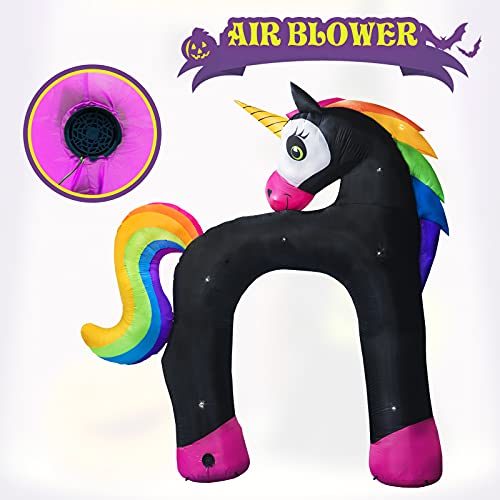 11FT Halloween Inflatable Arch Rainbow Skeleton Unicorn Outdoor Decor