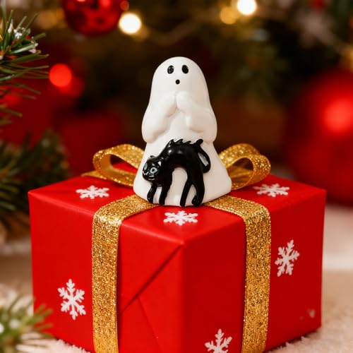 Ghost Cat Halloween Resin Figurine - Cute Spooky Ghost Decoration with Variation