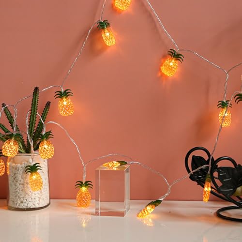 Tropical Pineapple String Lights - Battery Operated Fairy Lights for Bedroom Party Decor - 10LED Variation