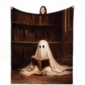 Cute Ghost Reader Blanket Halloween Throw for Book Lovers - Brown & Pink Variations