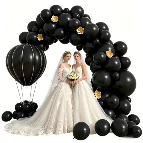 Black Balloon Garland Arch Kit - 100Pcs Matte Latex Balloons for Party Decorations